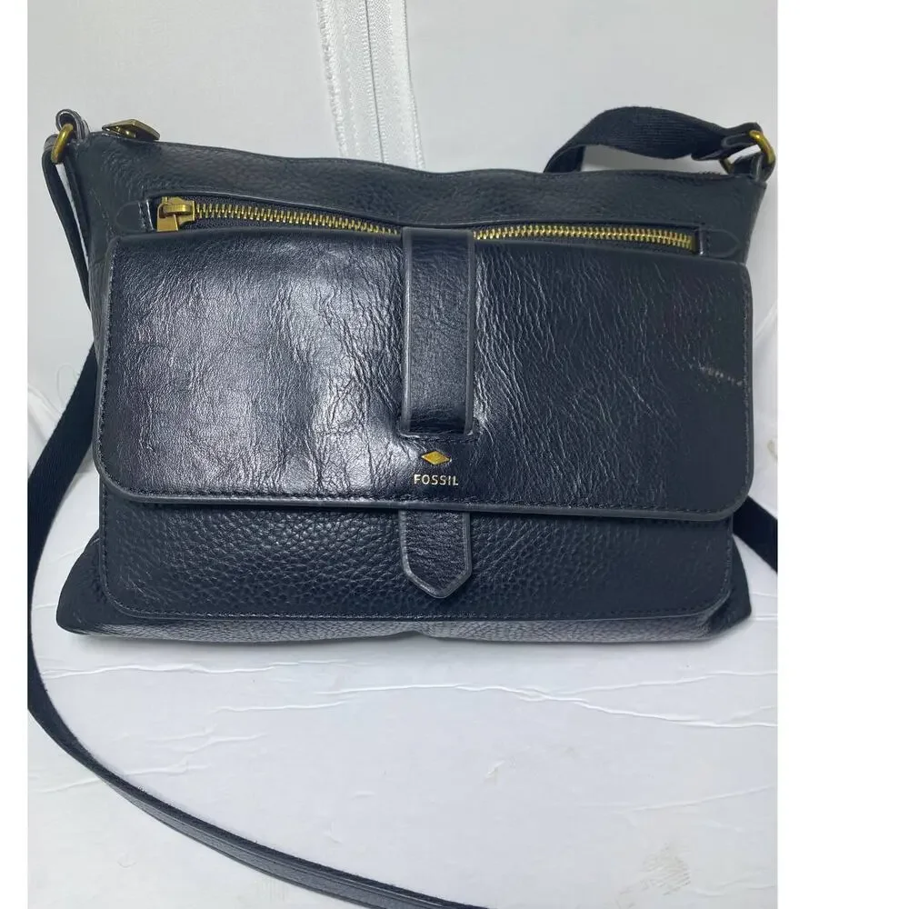 Fossil black leather Crossbody VTG